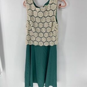 Modcloth Fervor Lace Top Green Skirt Tank Dress